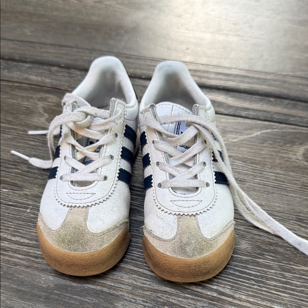 Adidas Kids White and Navy Sneakers